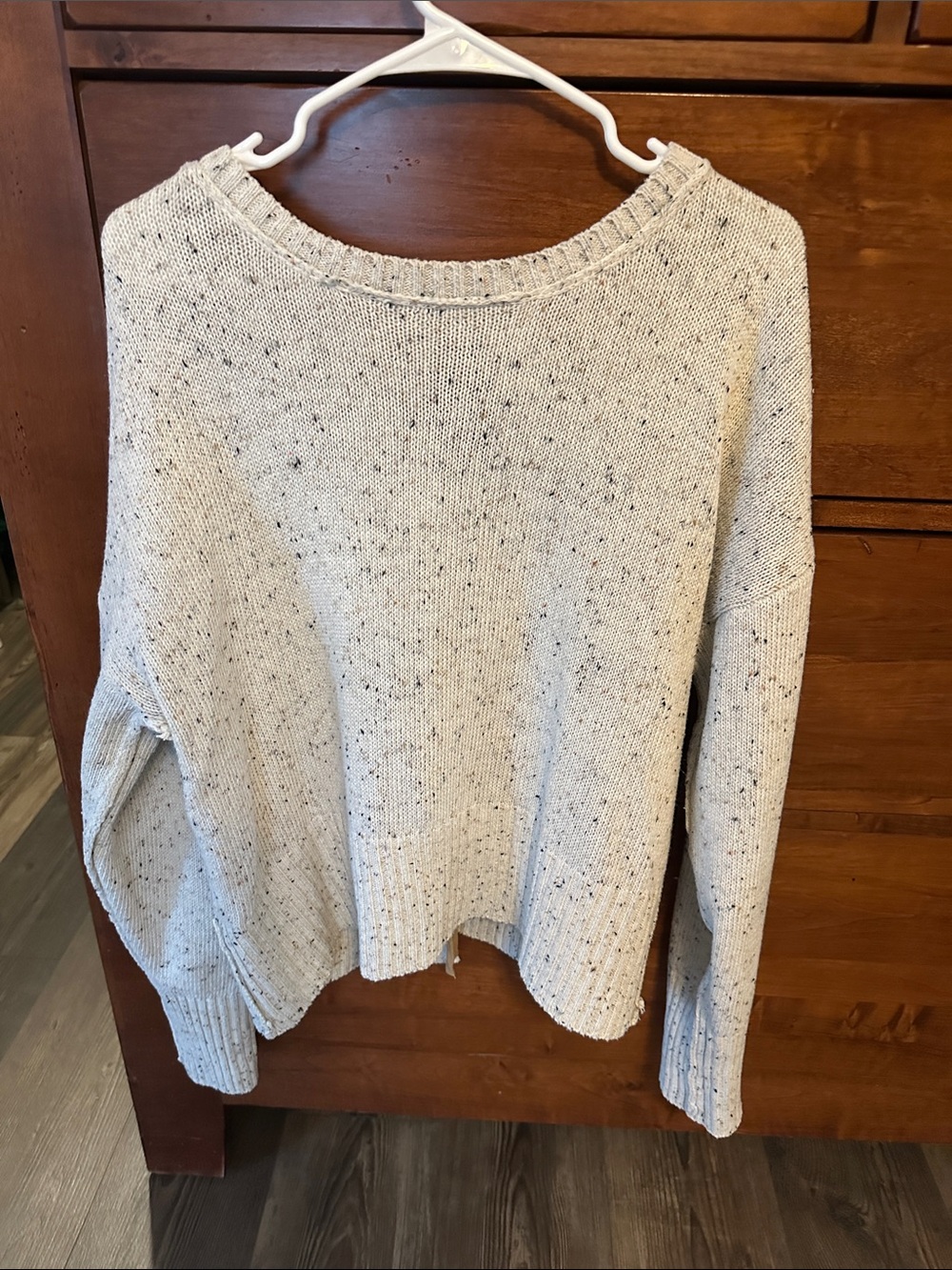 Women’s Cream Speckled Knit Sweater - Cozy Crewneck